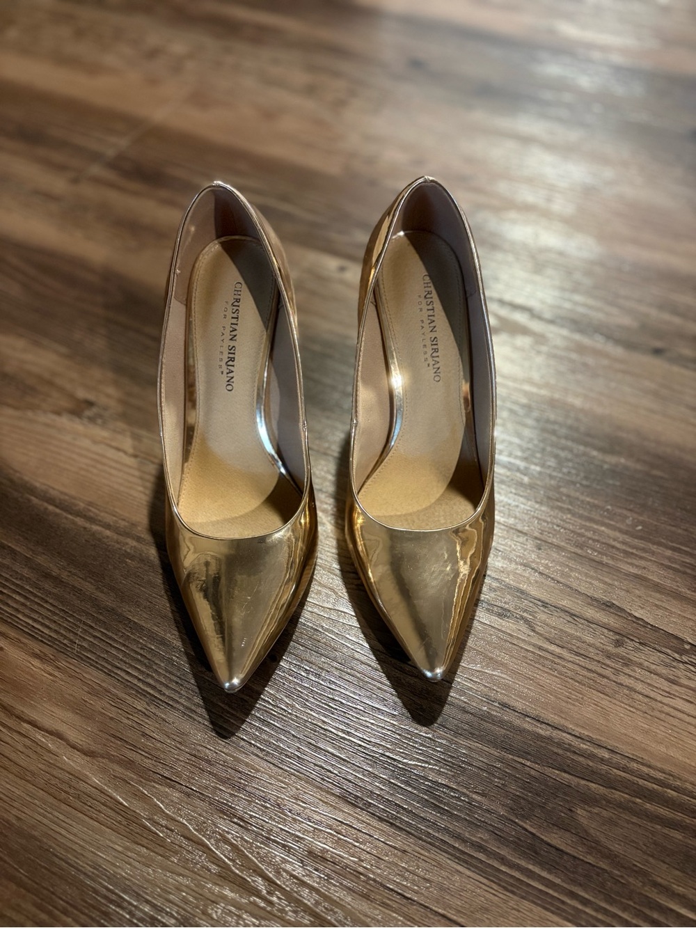 Christian Siriano Metallic Rose Gold Pointed Toe Stiletto Heels - Picture 2 of 4
